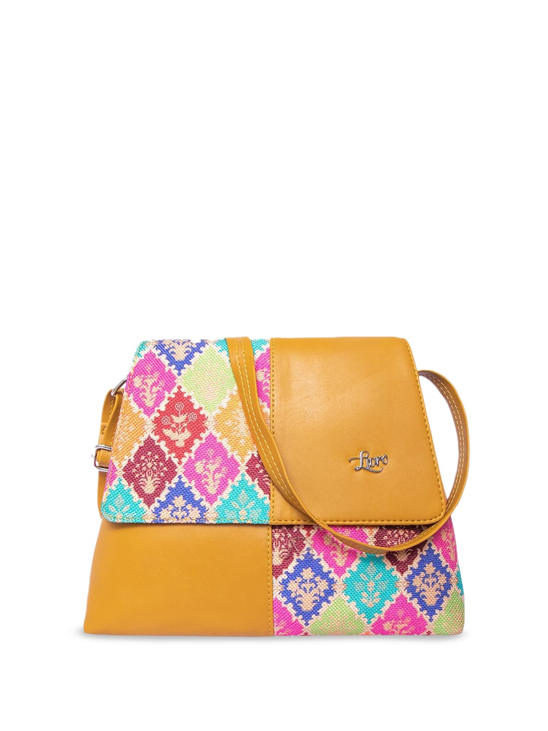 

LIVRO Floral Structured Sling Bag, Yellow