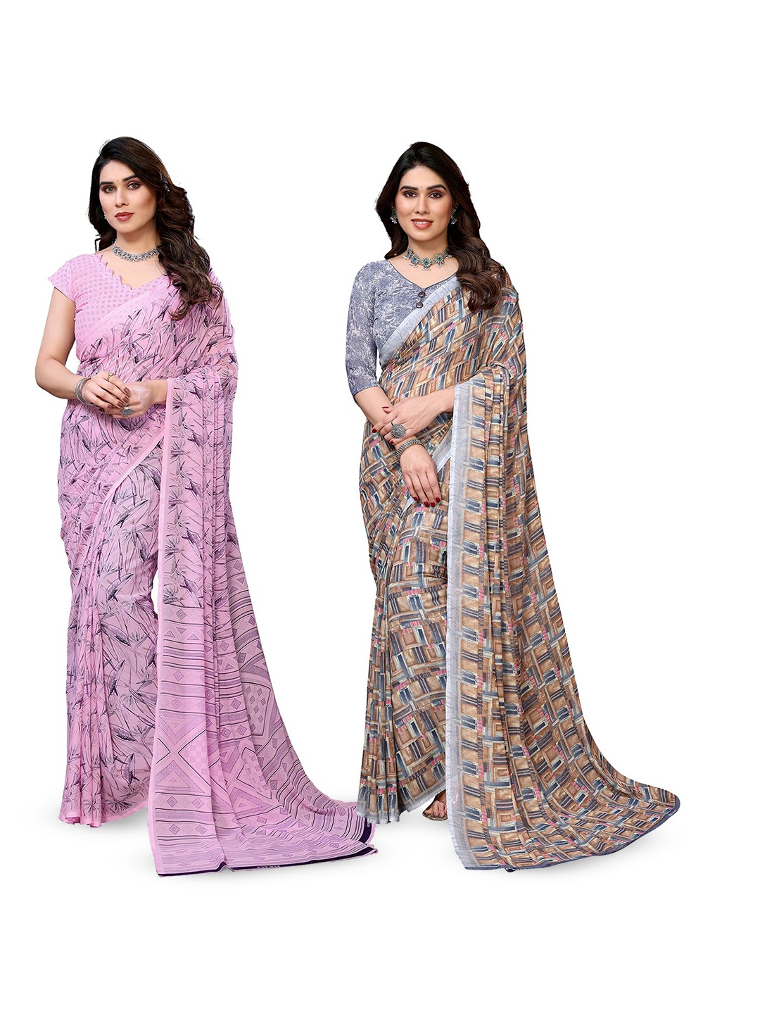 

Moda Rapido Floral Poly Georgette Saree, Pink