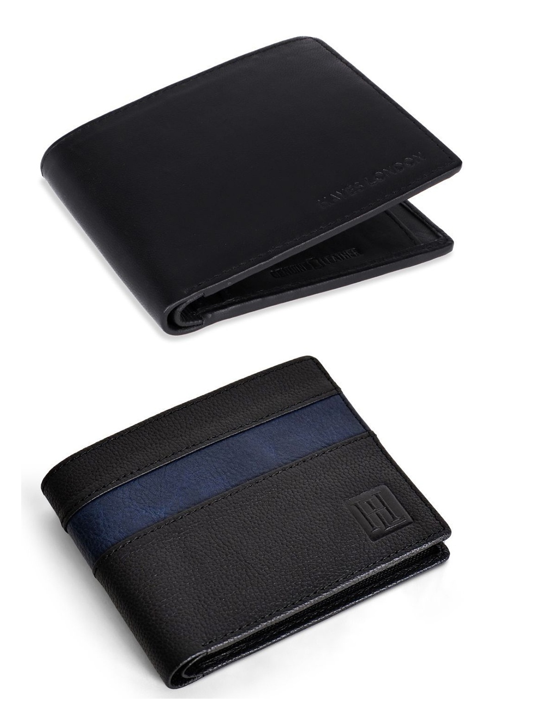 

Hayes London Men Wallets Pack of 2 Genuine Leather with RFID Blocking Combo, Black