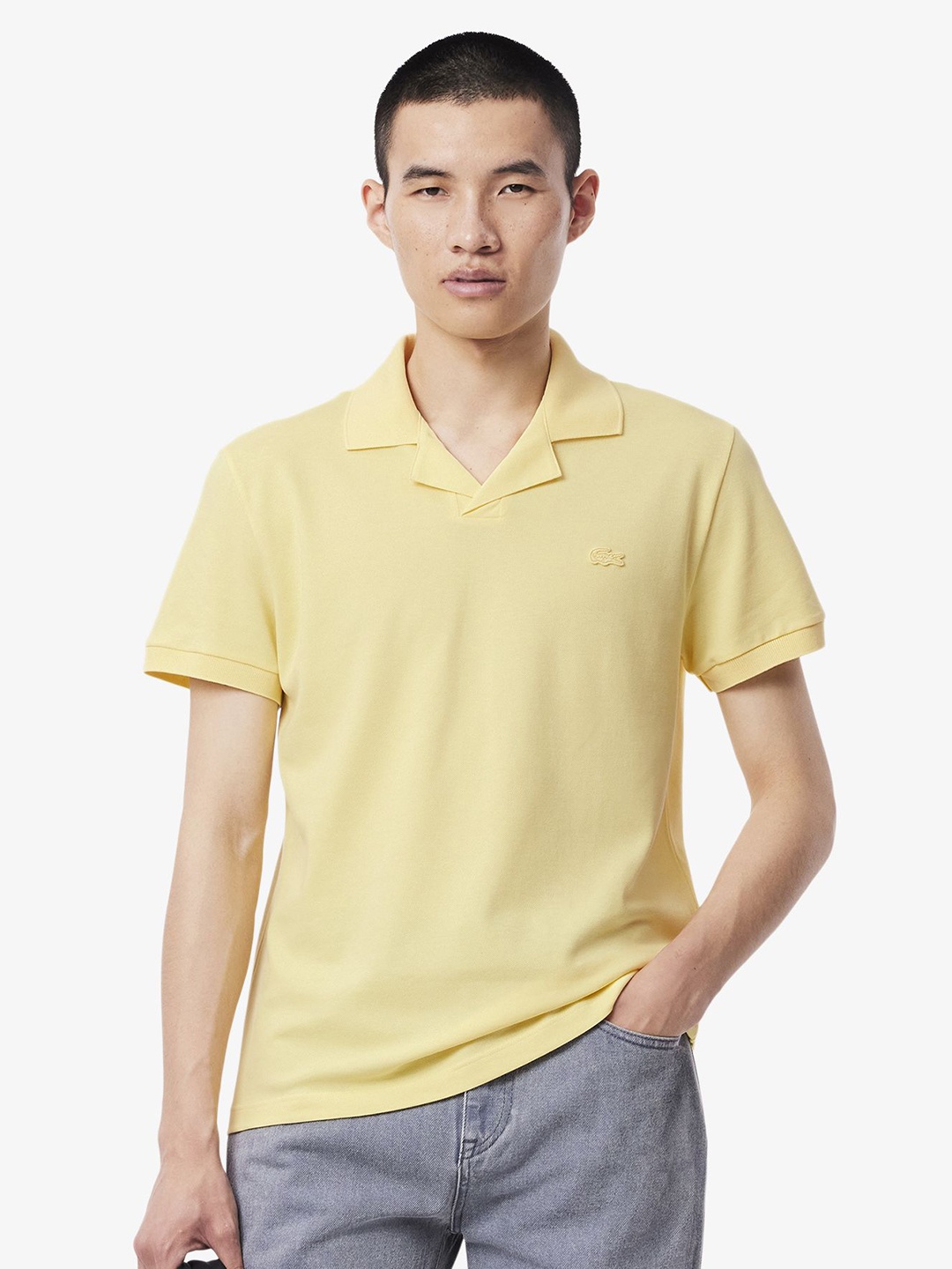 

Lacoste Men Polo Collar Extended Sleeves Pockets T-shirt, Yellow