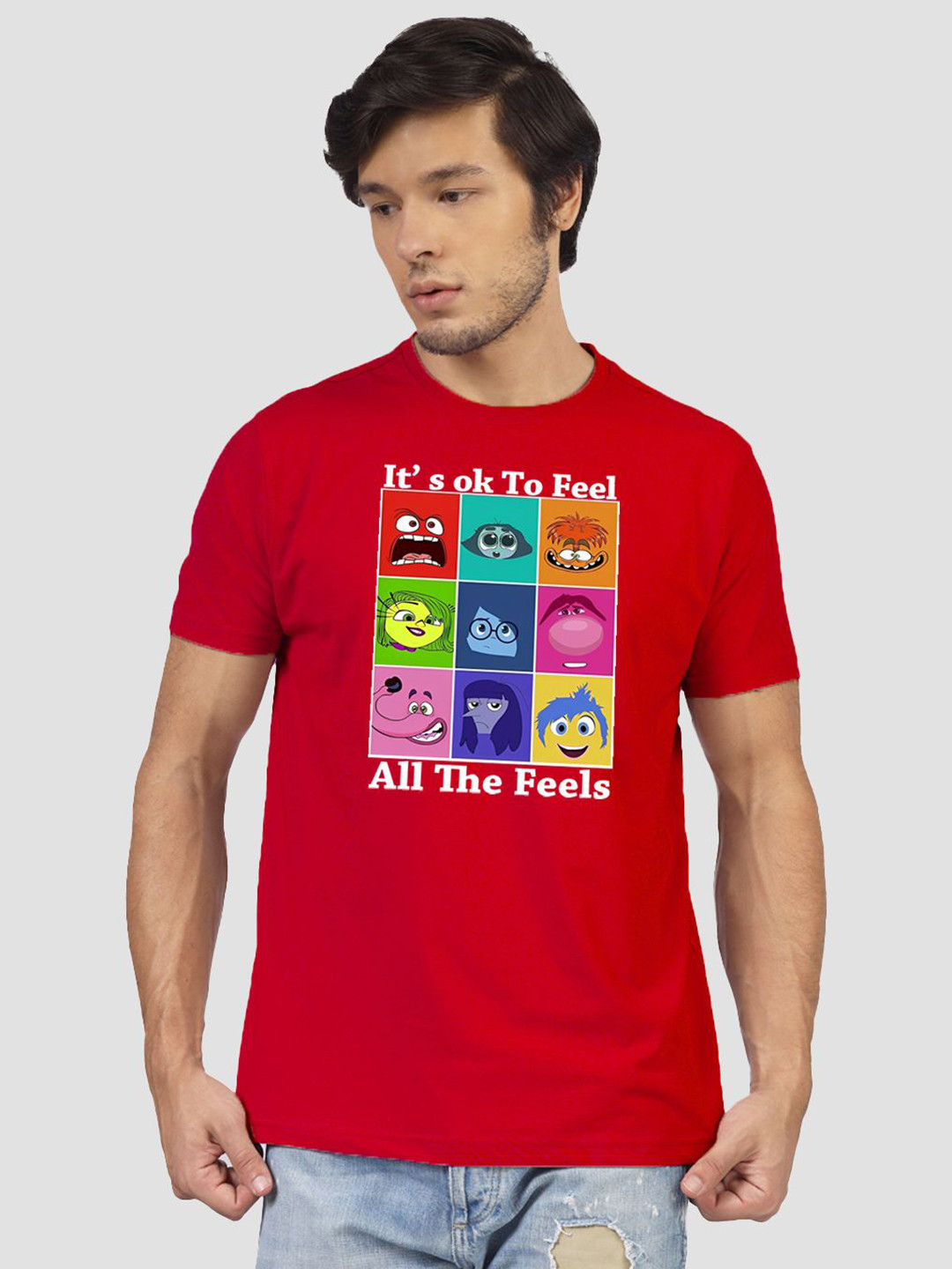 

Greylongg Men Graphic Printed Round Neck T-shirt, Red