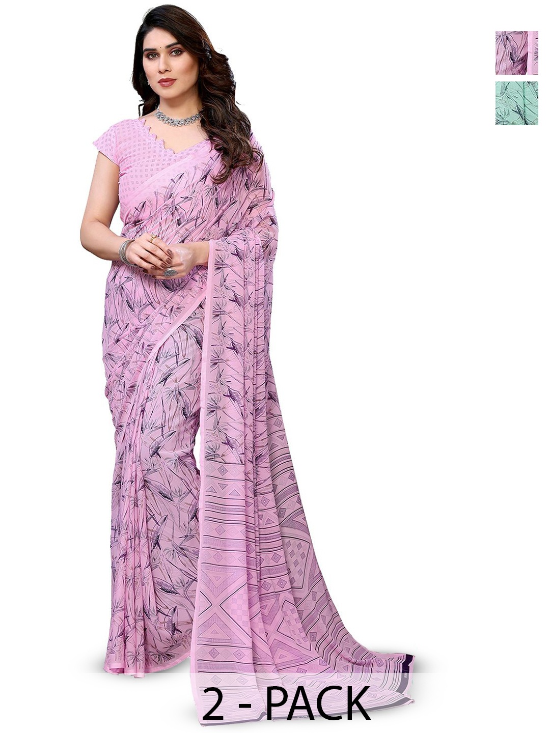 

Moda Rapido Floral Poly Georgette Saree, Green