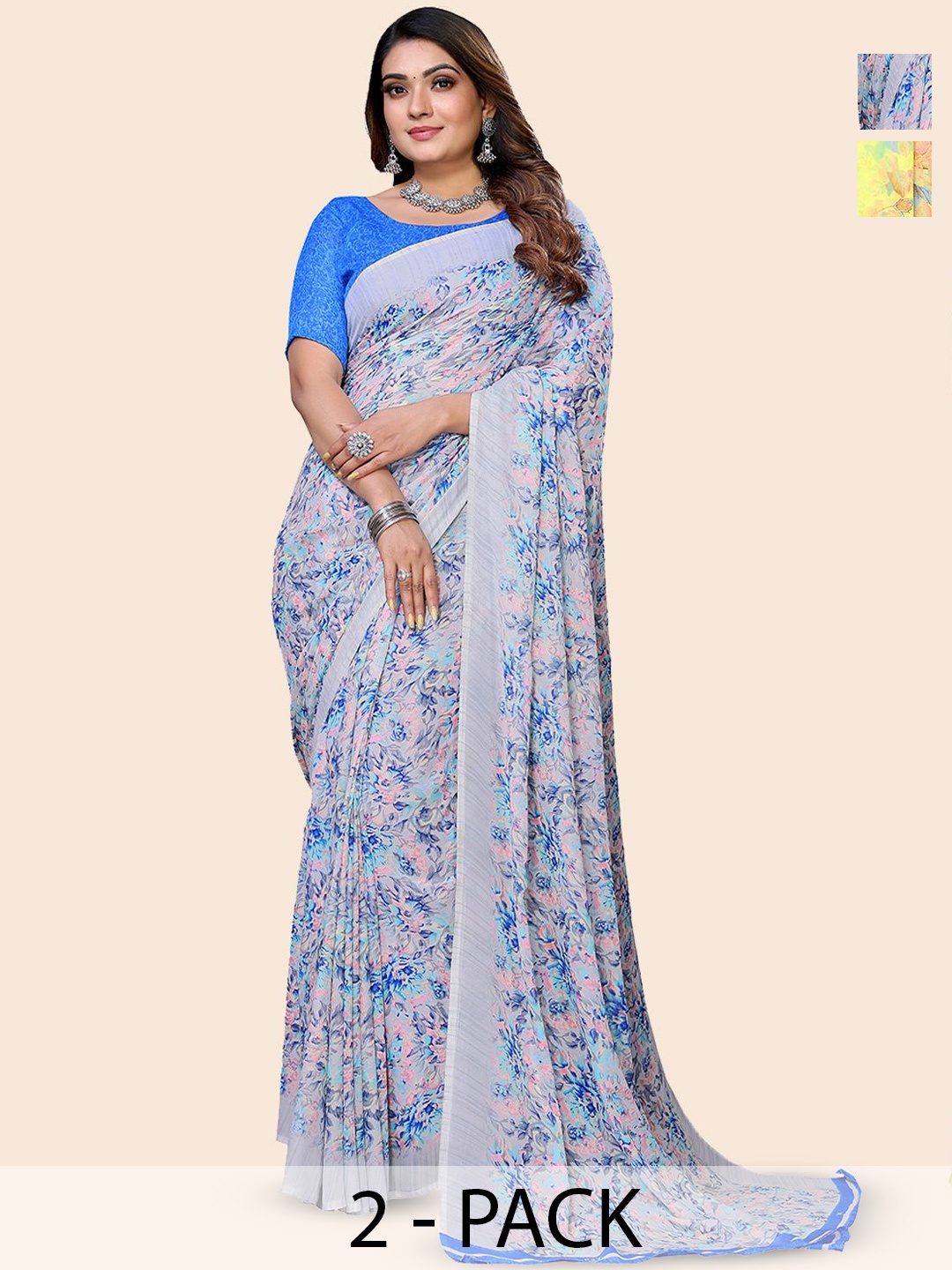 

Moda Rapido Floral Poly Georgette Saree, Yellow