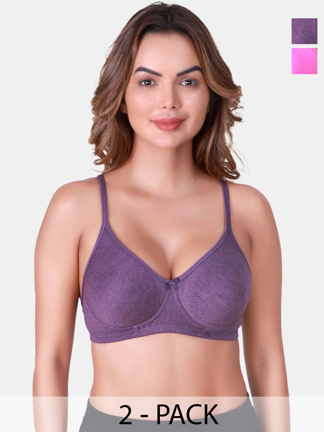 

SKDREAMS Full Coverage Bra pack of 2, Violet