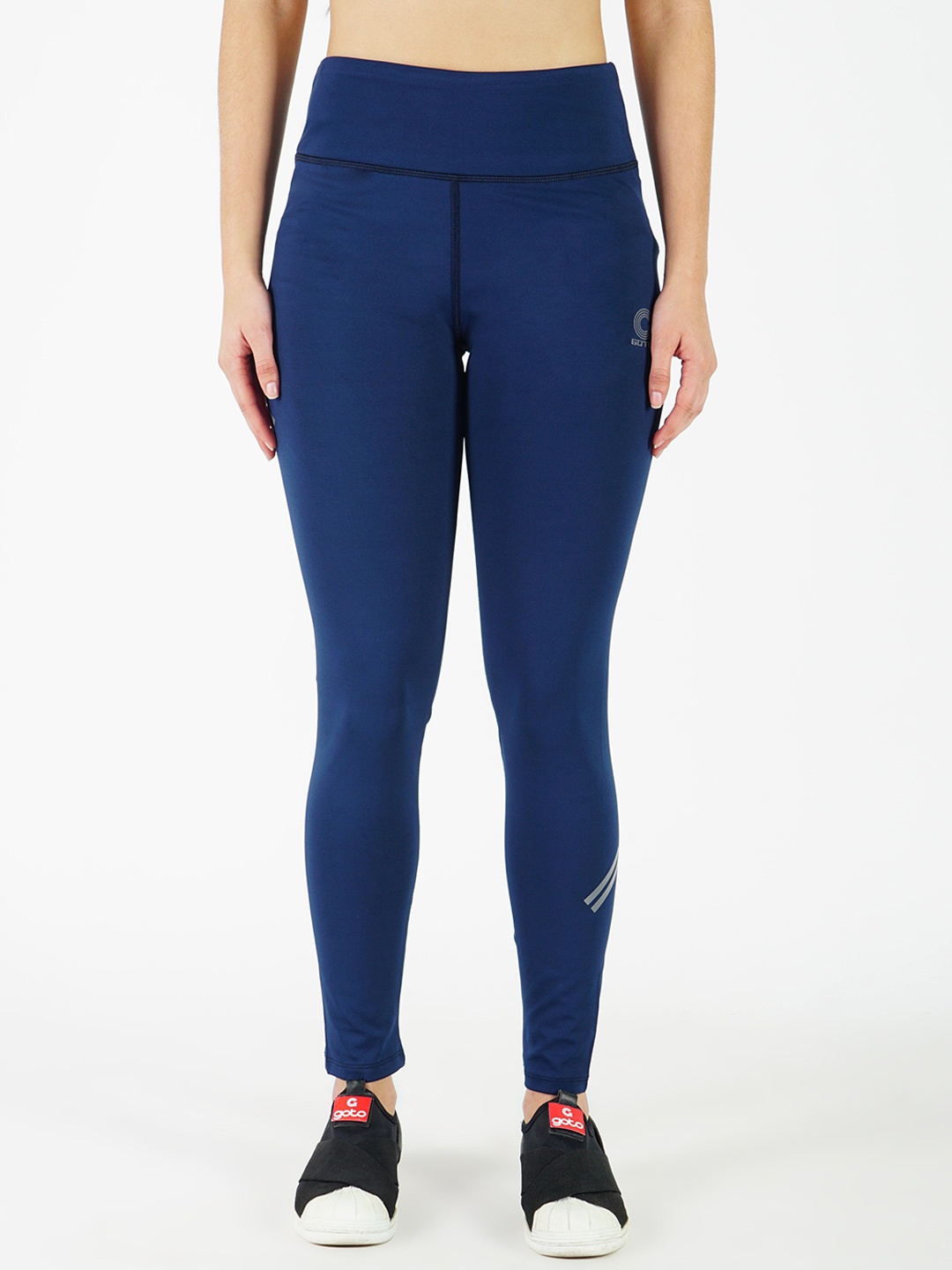 

GOTO Women High-Rise Dry-Fit Ankle-Length Tights, Blue
