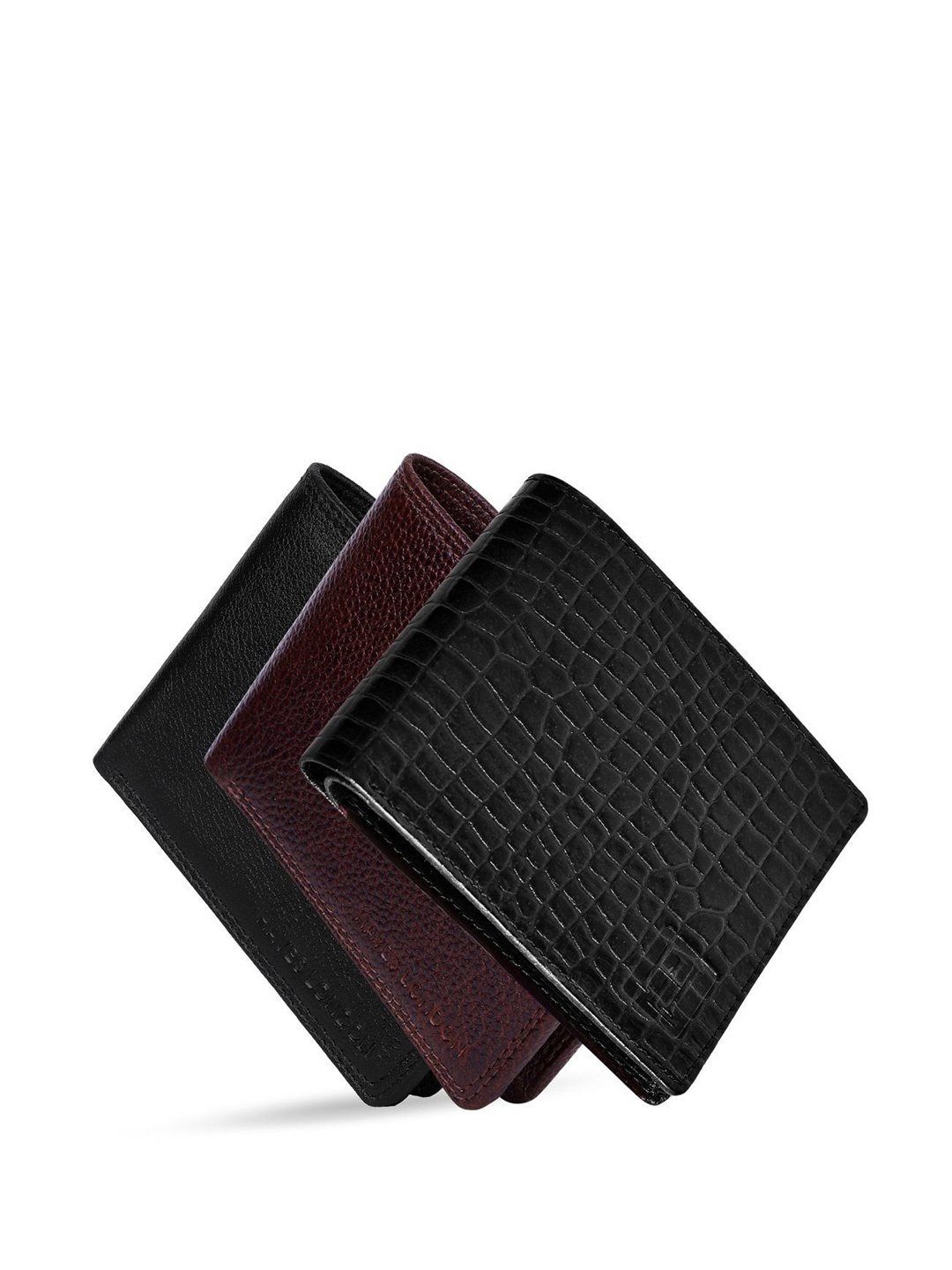 

Hayes London Men Wallets Pack of 3 Genuine Leather with RFID Blocking Combo, Brown