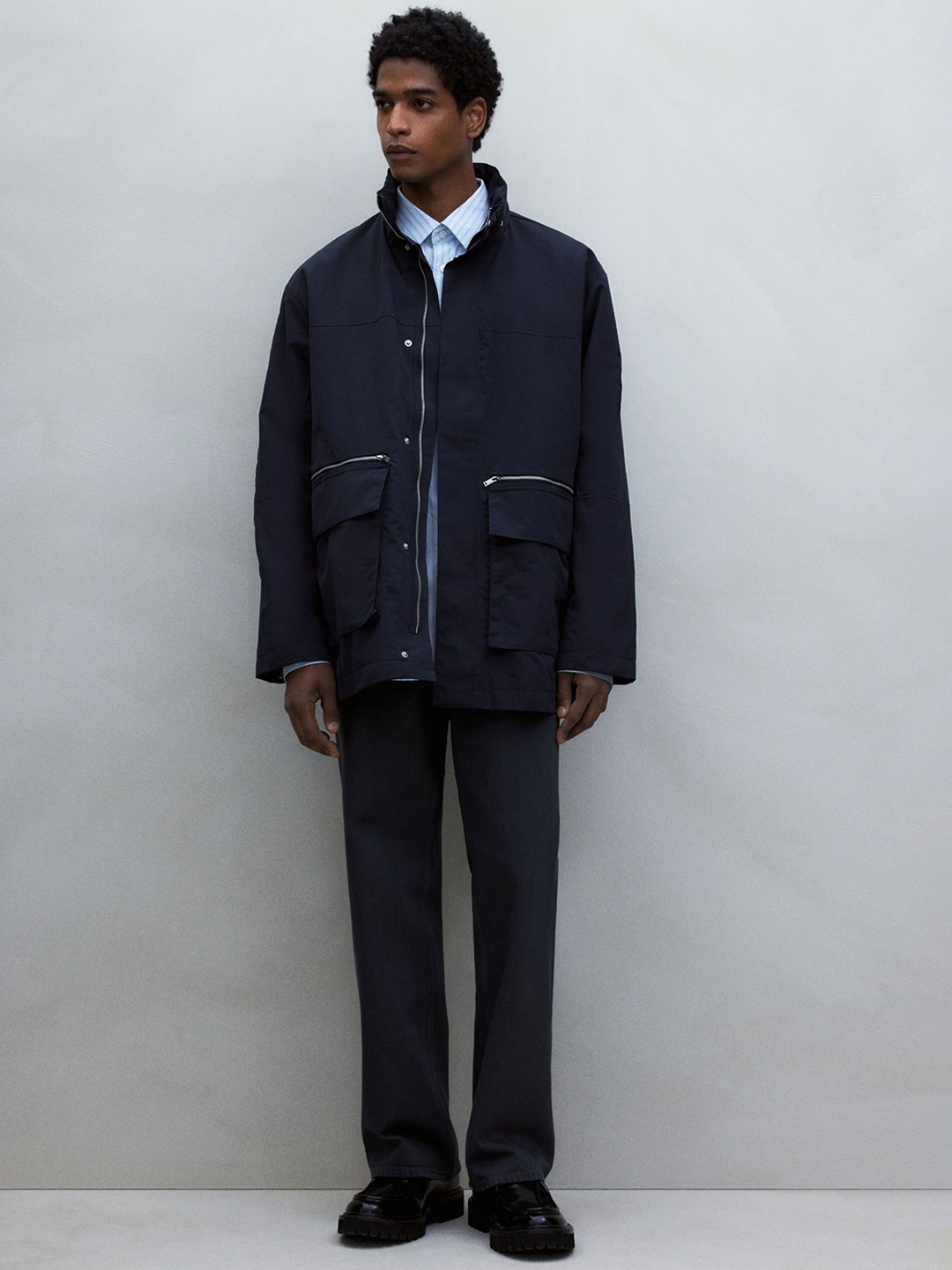 

H&M Regular Fit Water-Repellent Parka, Blue