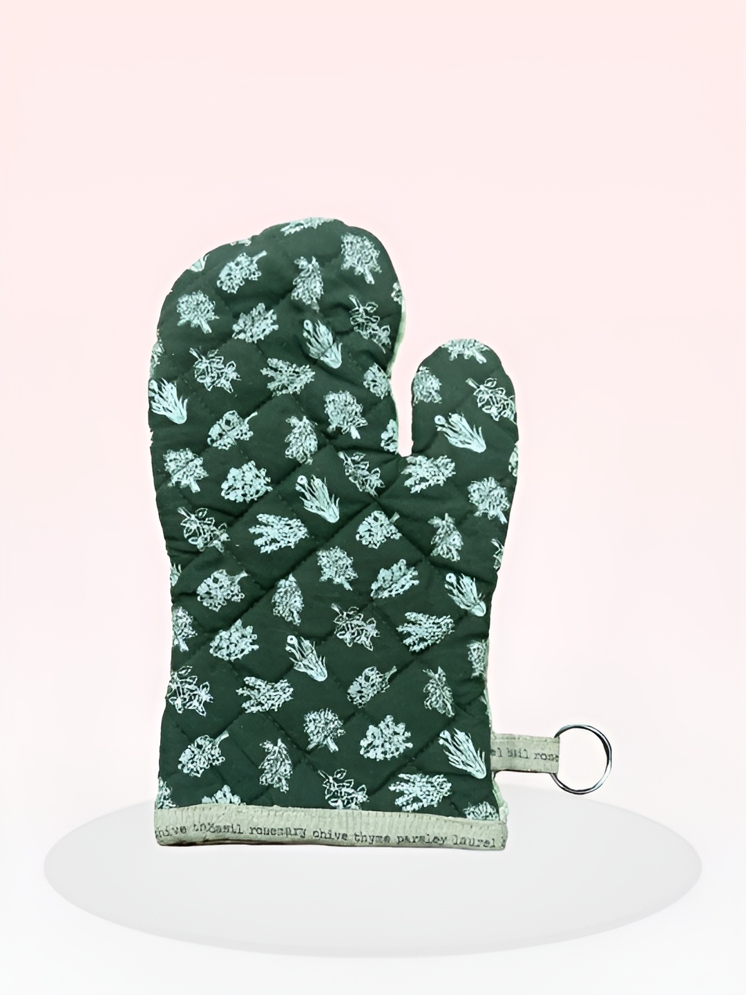 

SAJAVAT Green & White Printed Pure Cotton Oven Glove