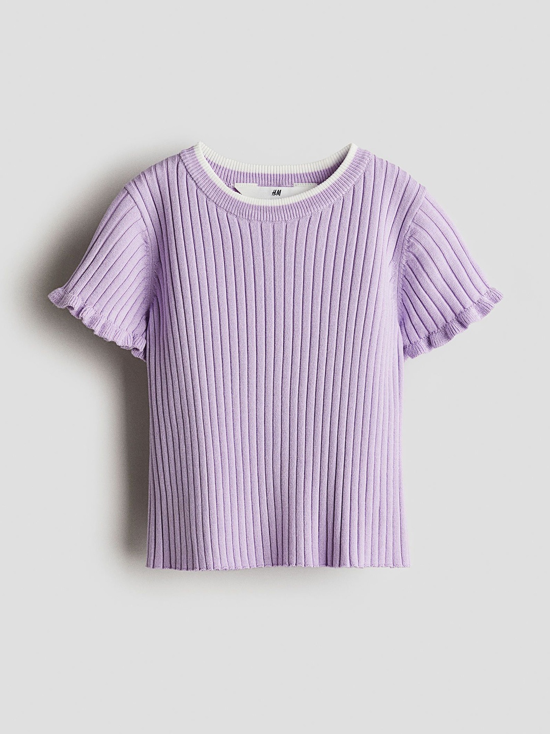 

H&M Rib-Knit Top, Purple