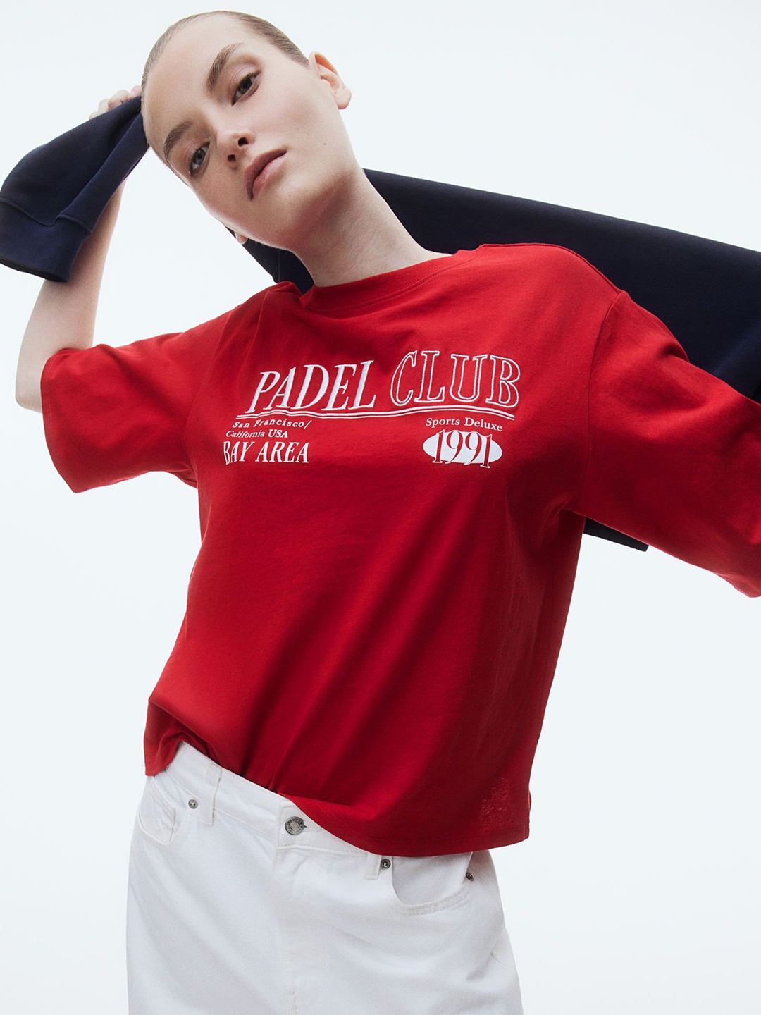 

H&M Oversized Motif-Detail T-shirt, Red