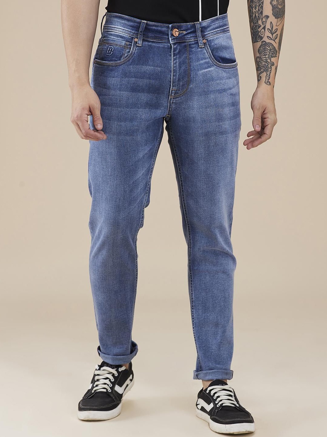 

Being Human Men Classic Slim Fit Light Fade Stretchable Jeans, Blue