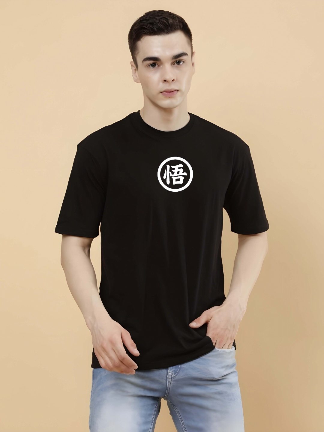 

Moda Rapido Men Drop-Shoulder Sleeves Pure Cotton T-shirt, Black
