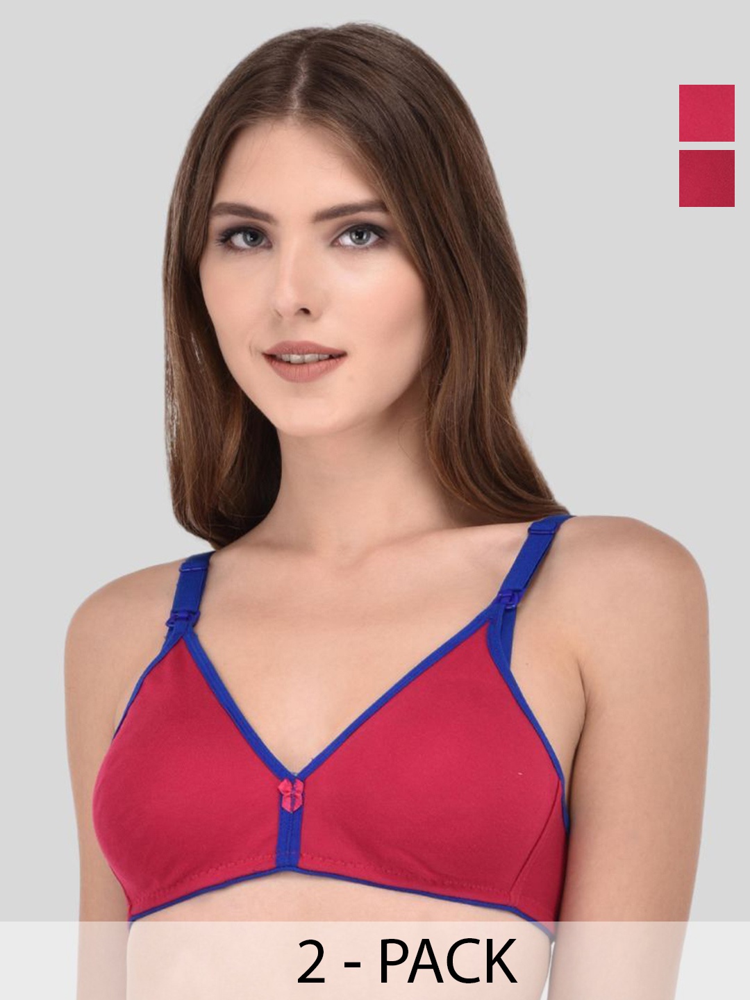 

Fabme Women Pack of 2 Half Coverage Nursing Bras, Pink