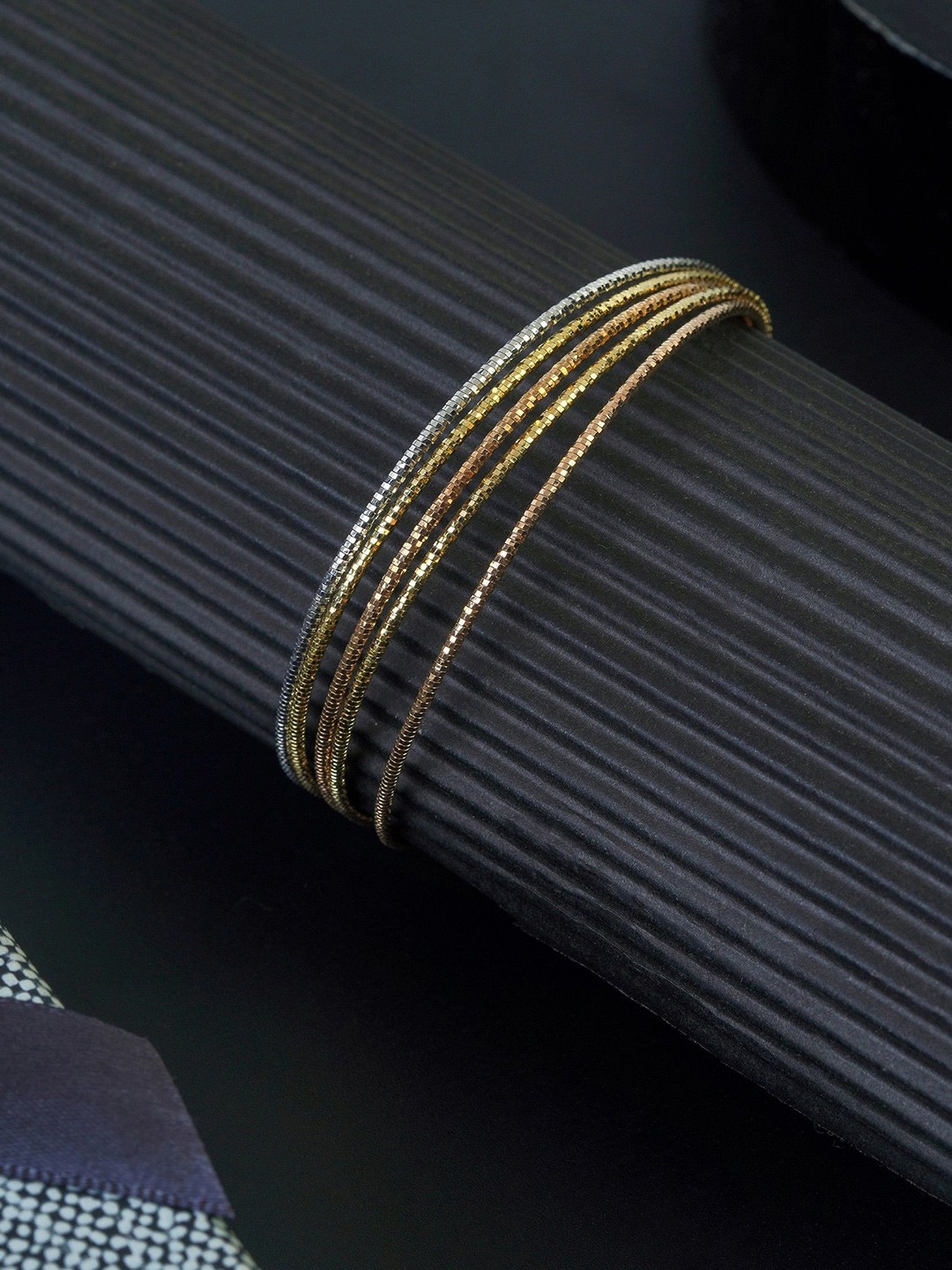 

KIORAH Women Sterling Silver Rose Gold-Plated Wraparound Bracelet