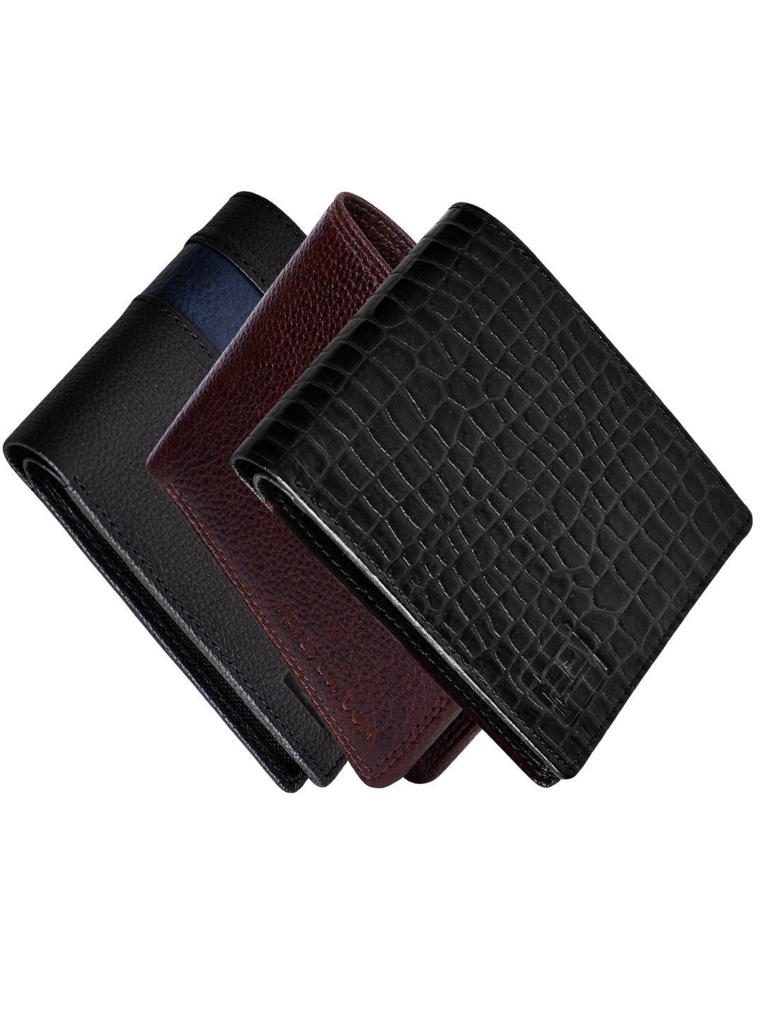 

Hayes London Men Wallets Pack of 3 Genuine Leather with RFID Blocking Combo, Black