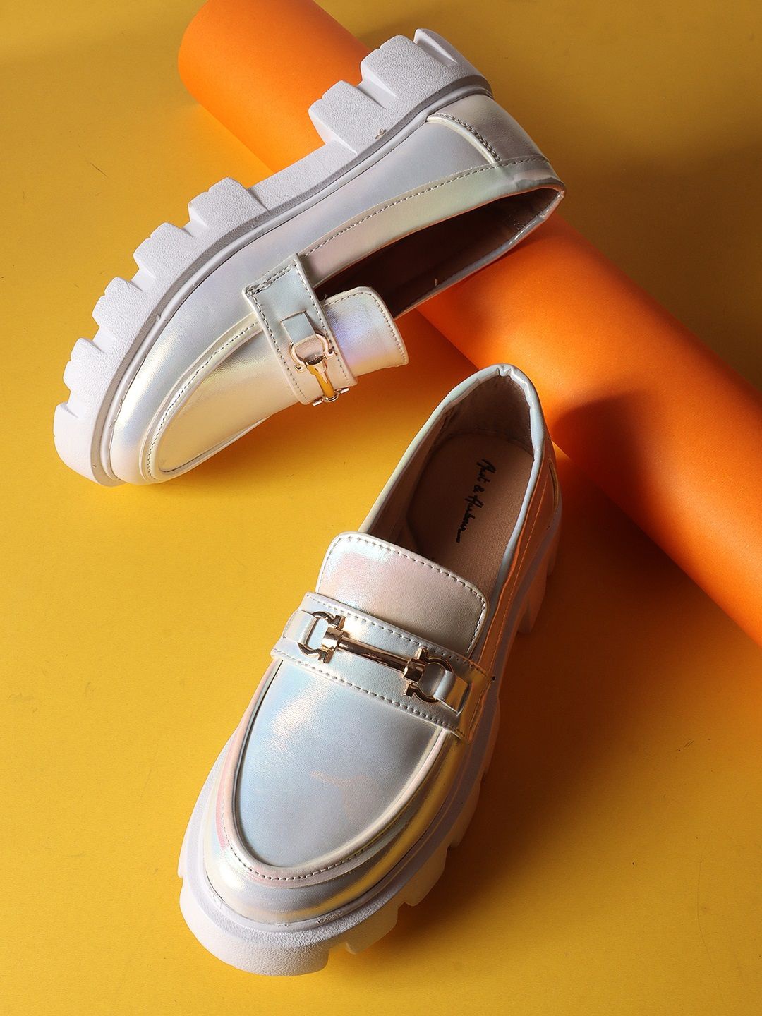 

Mast & Harbour Women Patent Leather Loafers, Off white
