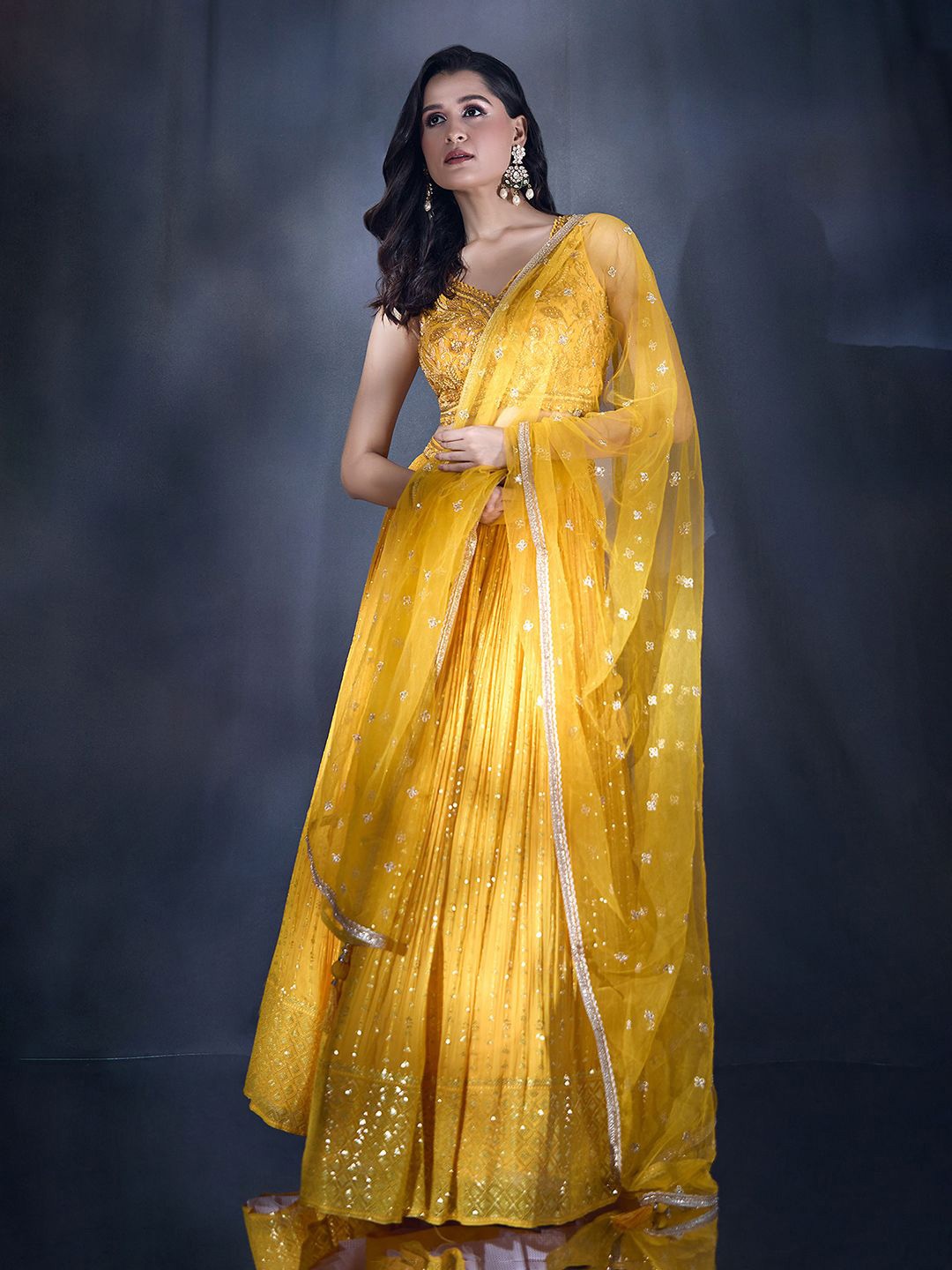 

Alaya Advani Embroidered Ready to Wear Lehenga & Blouse With Dupatta, Yellow