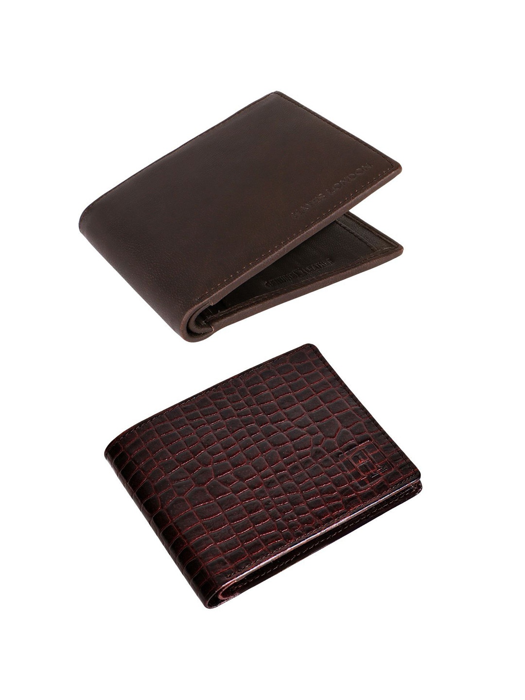 

Hayes London Men Wallets Pack of 2 Genuine Leather with RFID Blocking Combo, Brown