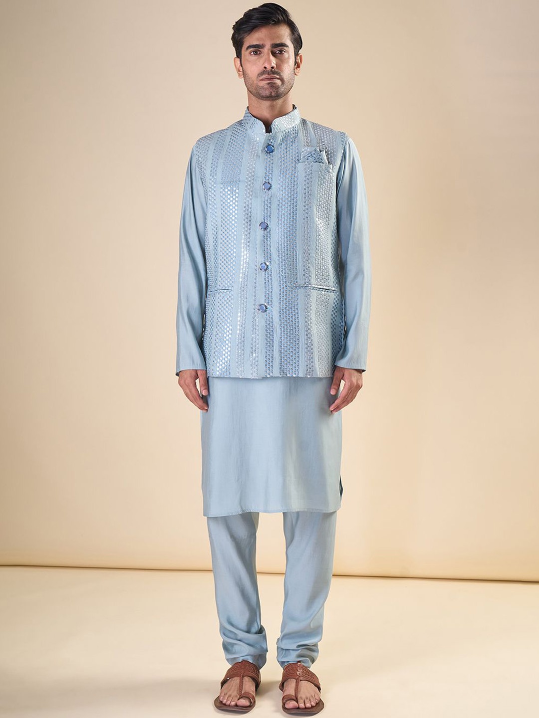 

Aryavir Malhotra Men Embellished Nehru Jackets, Blue