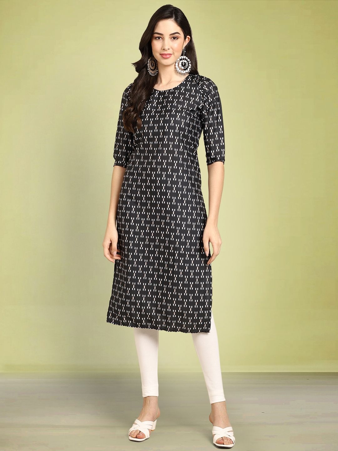 

Moda Rapido Printed Straight Kurta, Black