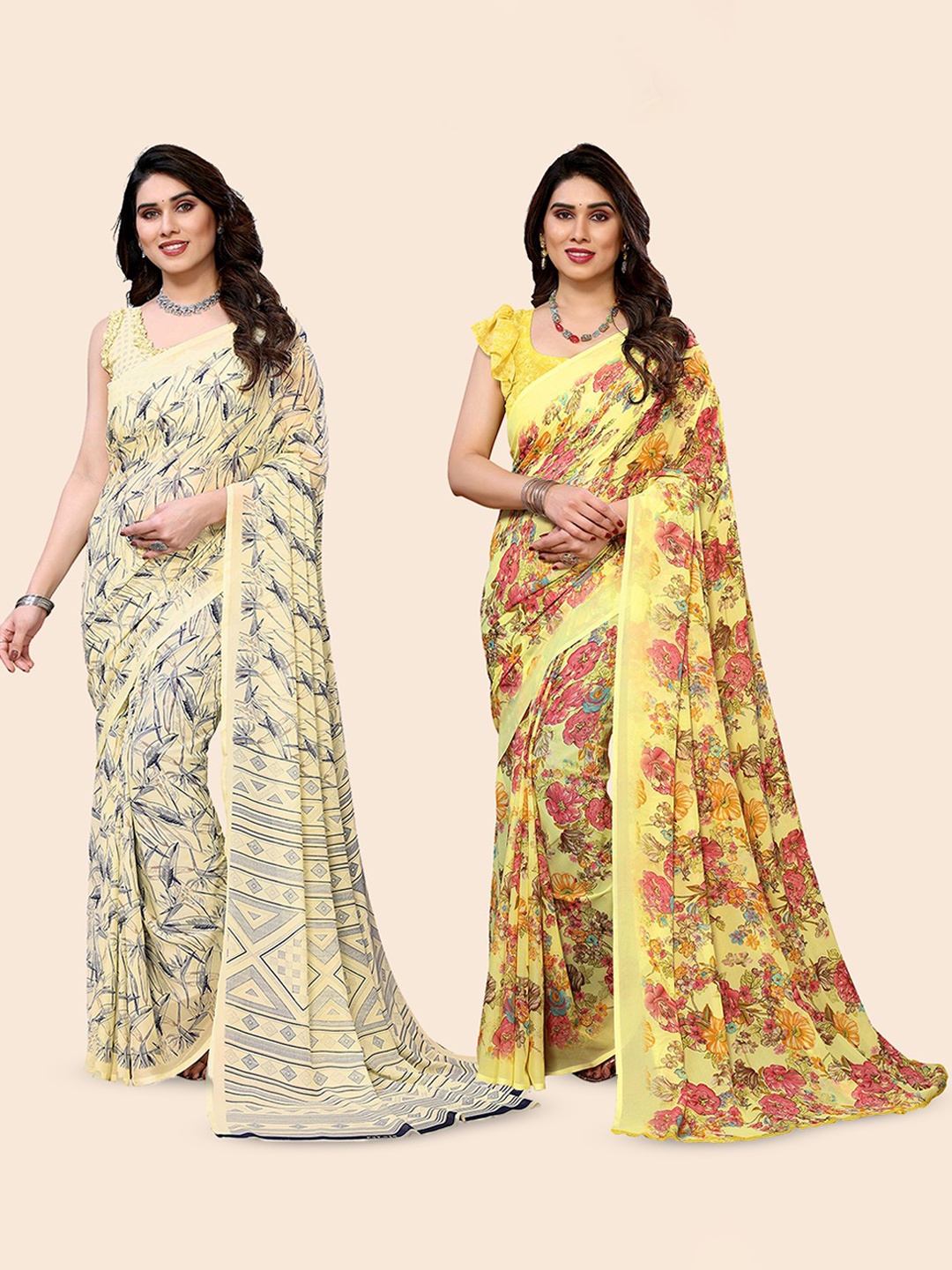 

Moda Rapido Floral Poly Georgette Saree, Yellow