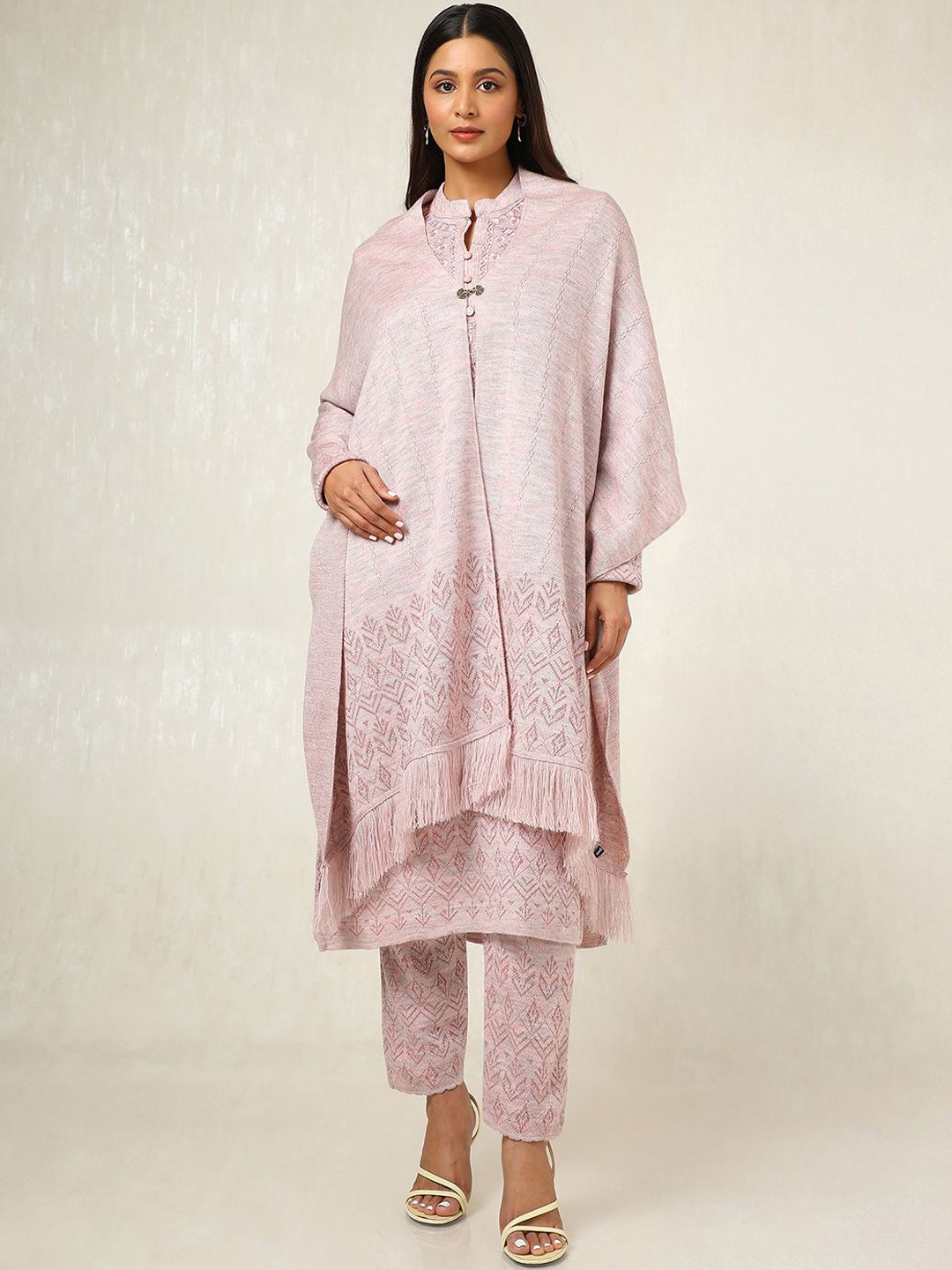 

Soch Women Floral Regular Thread Work Kurta with Trousers & With Dupatta, Pink