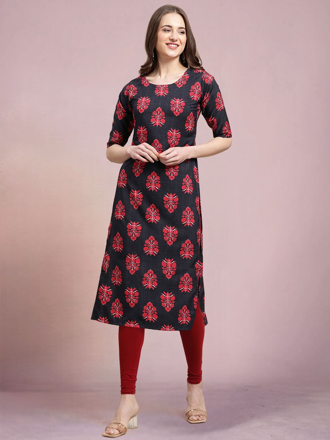 

Moda Rapido Printed Straight Kurta, Black