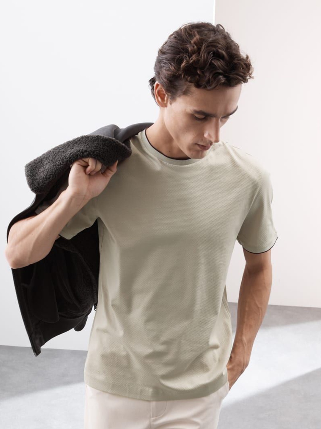 

Marks & Spencer Men Solid Round Neck Cotton T-shirt, Grey