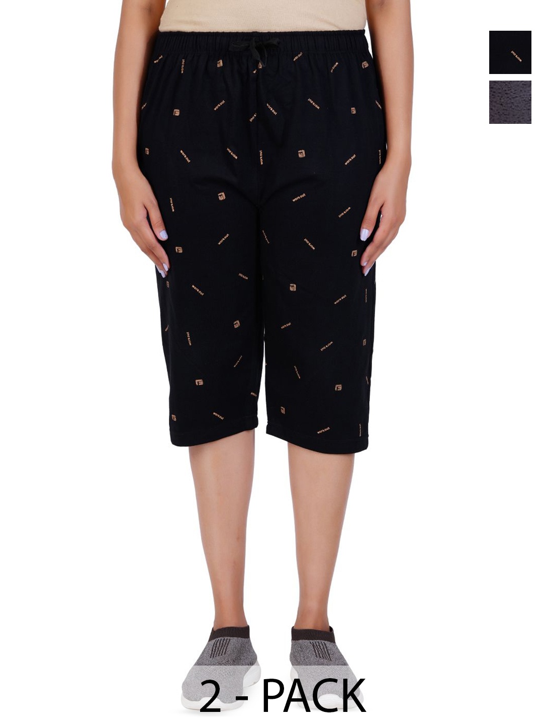 

GUIDE Women Printed Capris, Grey