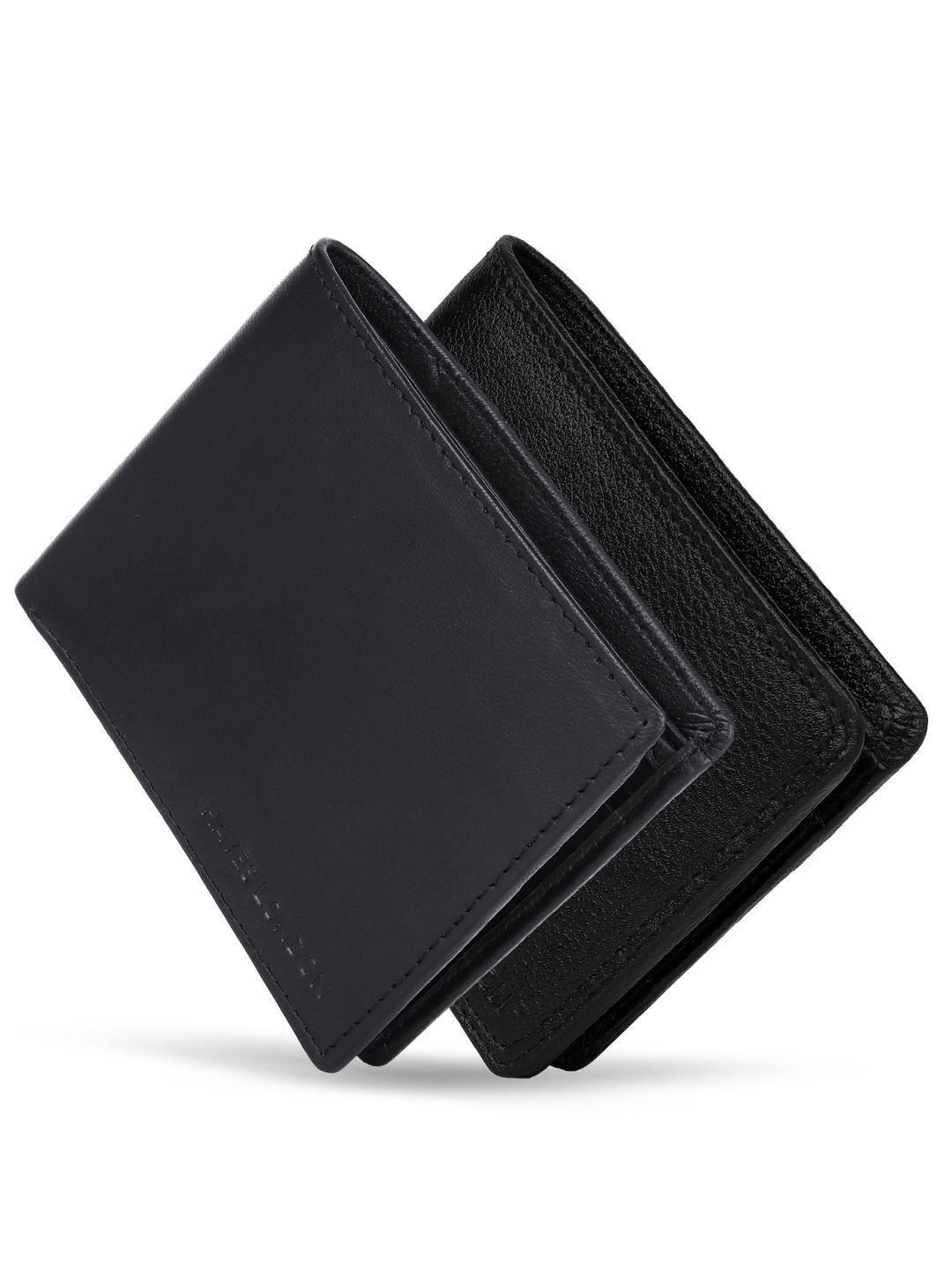

Hayes London Men Wallets Pack of 2 Genuine Leather with RFID Blocking Combo, Black
