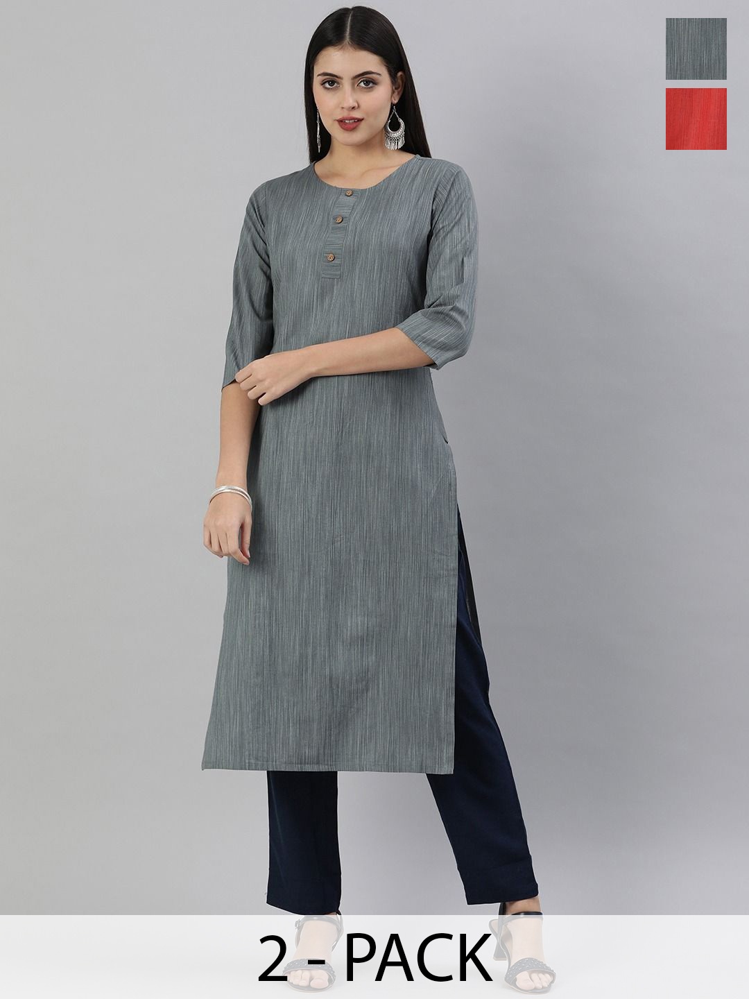 

KALINI Women Kurta, Charcoal