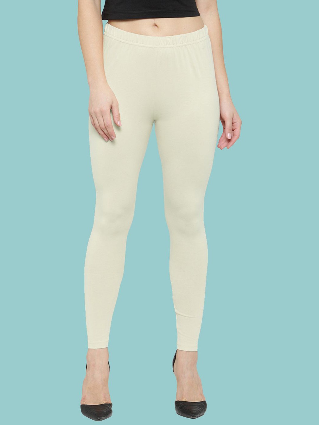 

Castle Lifestyle Women Cotton Mid-Rise Ankle-Length Leggings, Off white