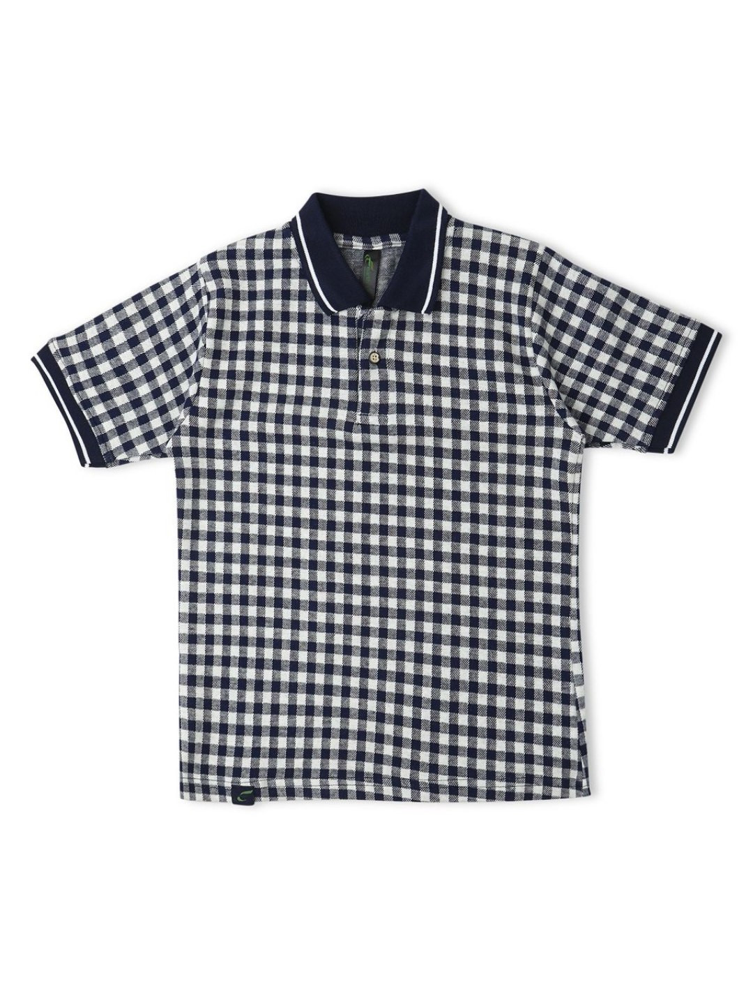 

earth conscious Boys Checked Polo Collar Pure Cotton Pockets T-shirt, Navy blue