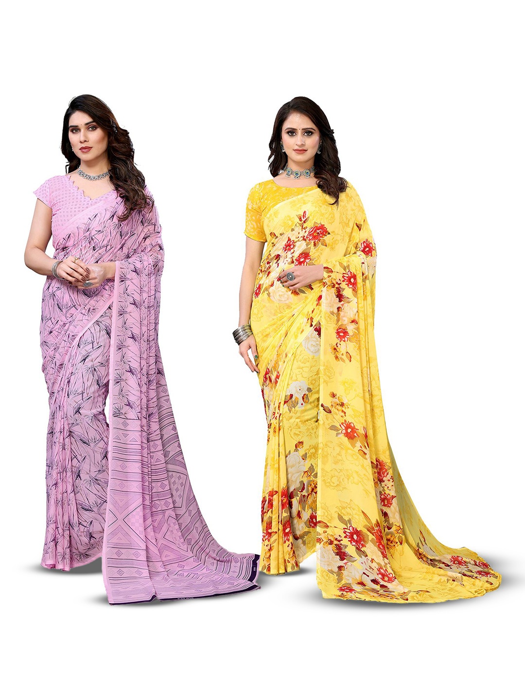 

Moda Rapido Floral Poly Georgette Saree, Yellow