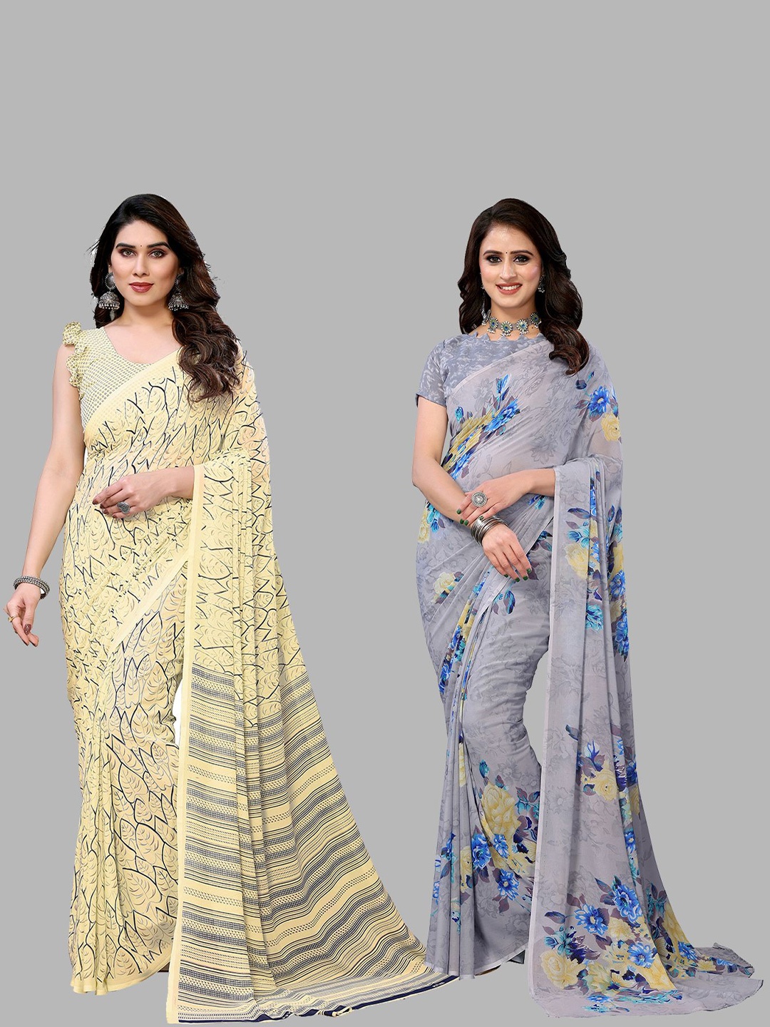 

Moda Rapido Floral Poly Georgette Saree, Yellow