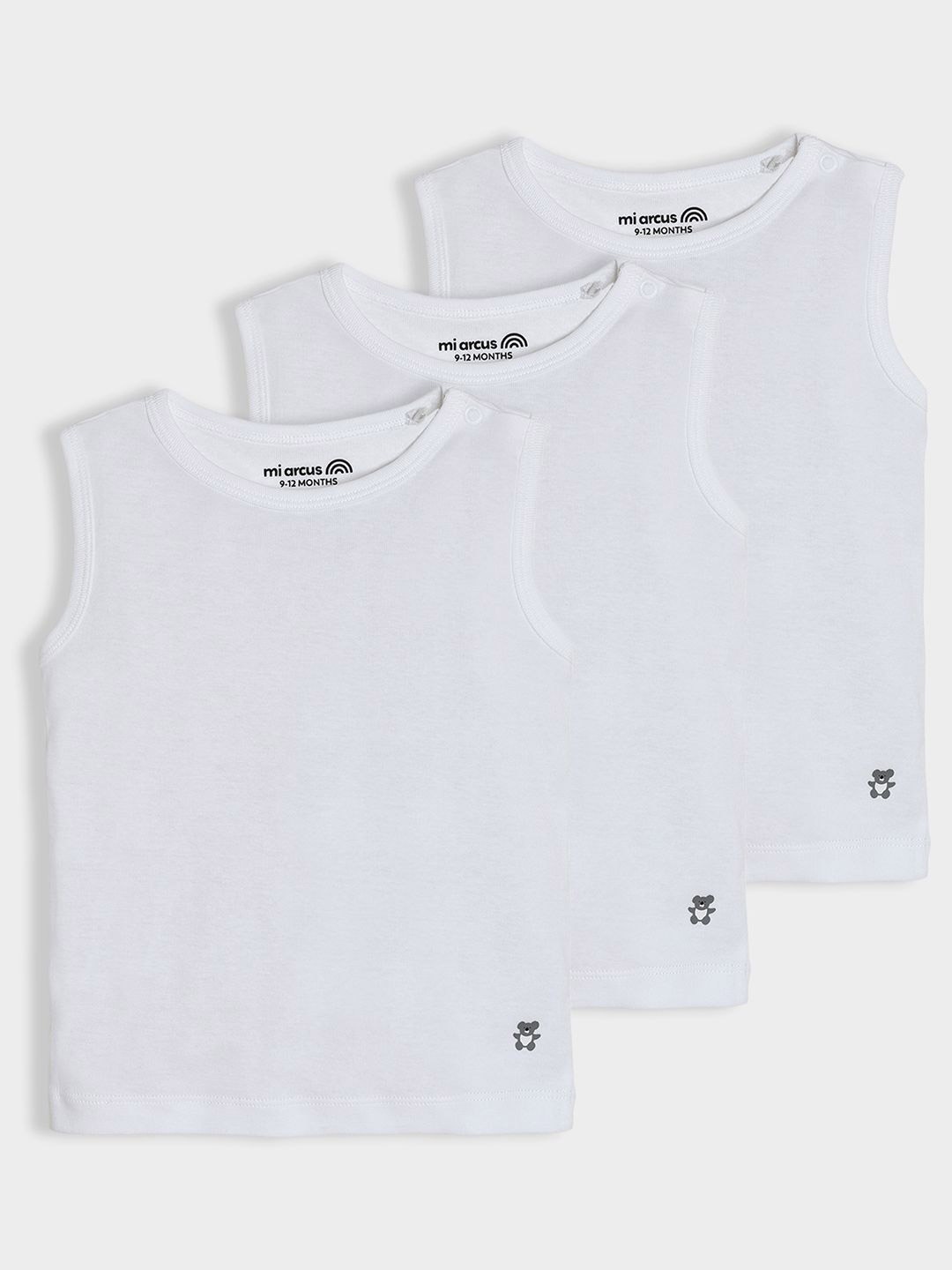 

MiArcus Kids Pack Of 3 Cotton Innerwear Vests, White