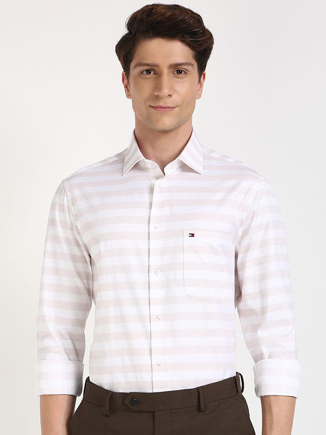 

Tommy Hilfiger Men Relaxed Opaque Striped Casual Shirt, Pink