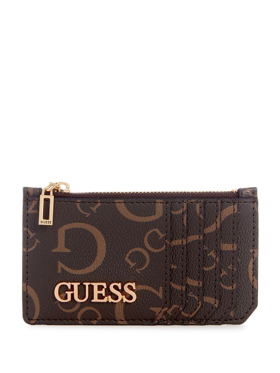 

GUESS Women Printed Card Holder, Brown