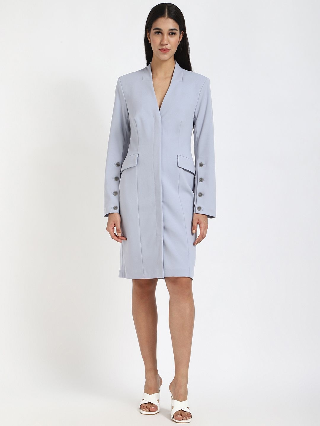 

Calvin Klein Jeans Women V-Neck Knee Length Blazer Dresses, Grey