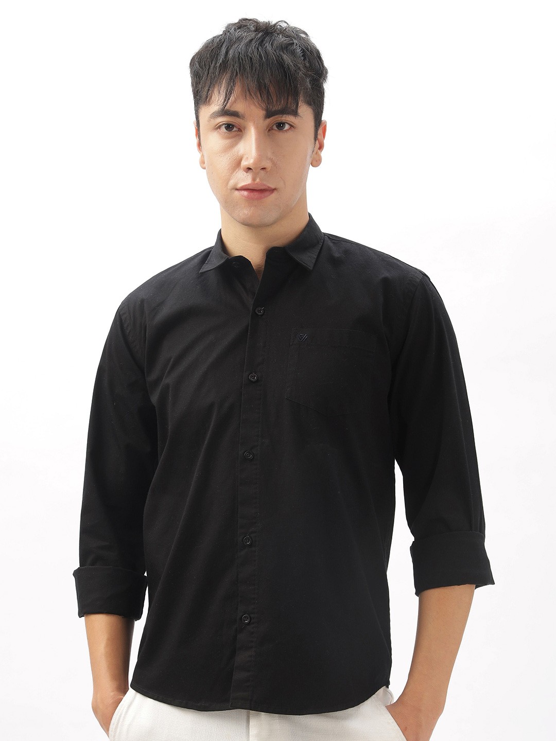 

BS BLUE SQUAD Men Slim Fit Opaque Casual Shirt, Black