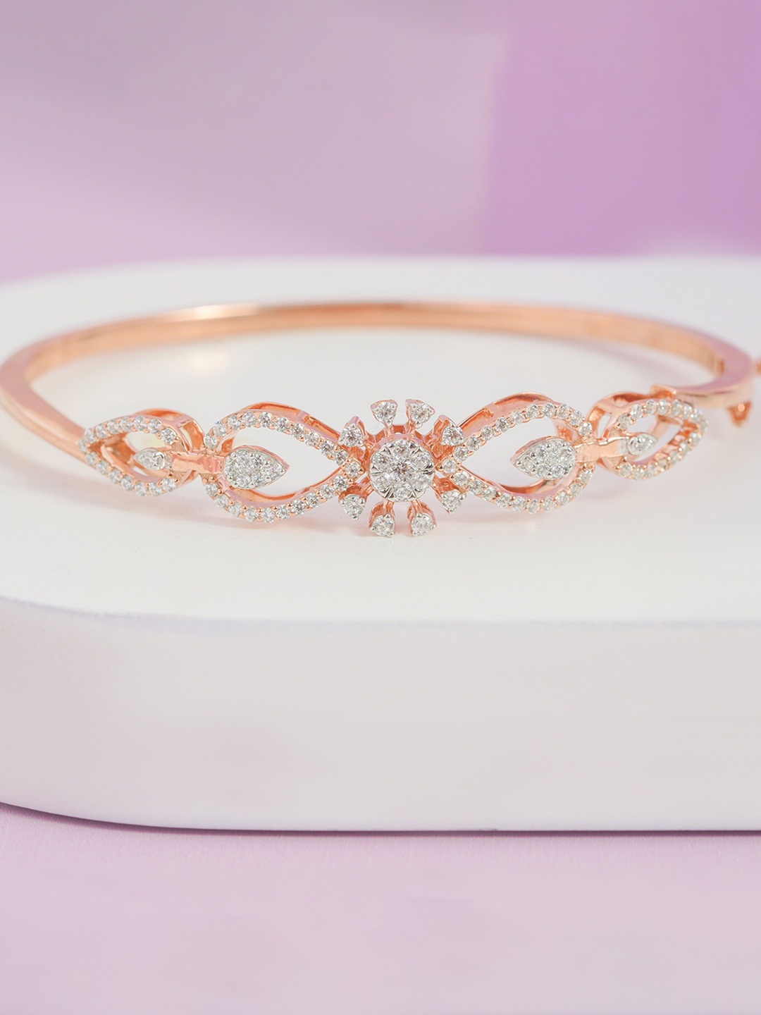 

KIORAH Women Sterling Silver Rose Gold-Plated Bangle-Style Bracelet