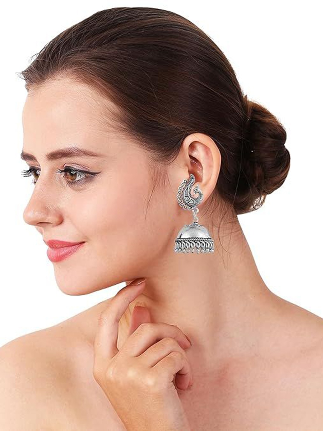 

Kezlin German Silver Oxidised Dome Shaped Jhumkas