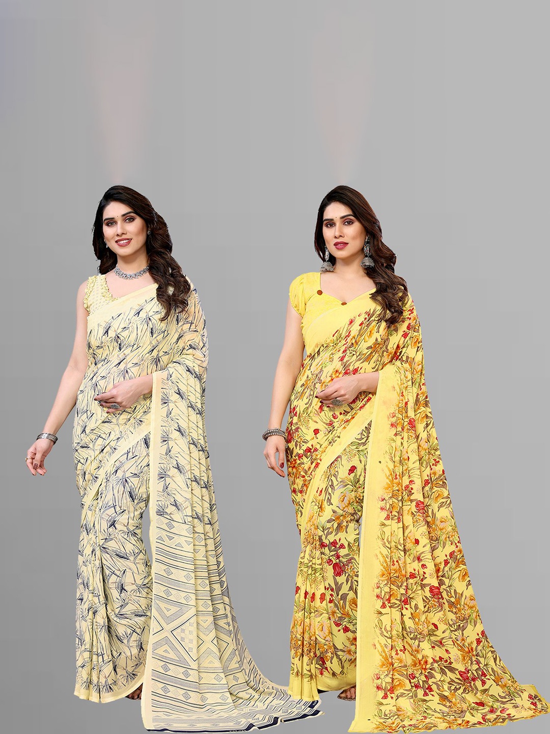 

Moda Rapido Floral Poly Georgette Saree, Yellow