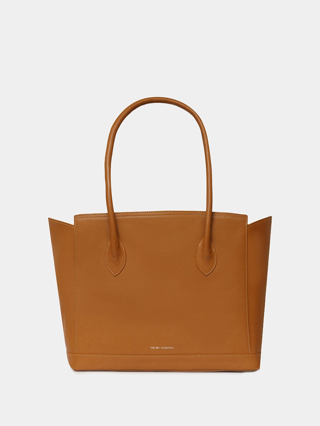 

KELBY HUSTON Textured Leather Structured Tote Bag with Tasselled, Tan