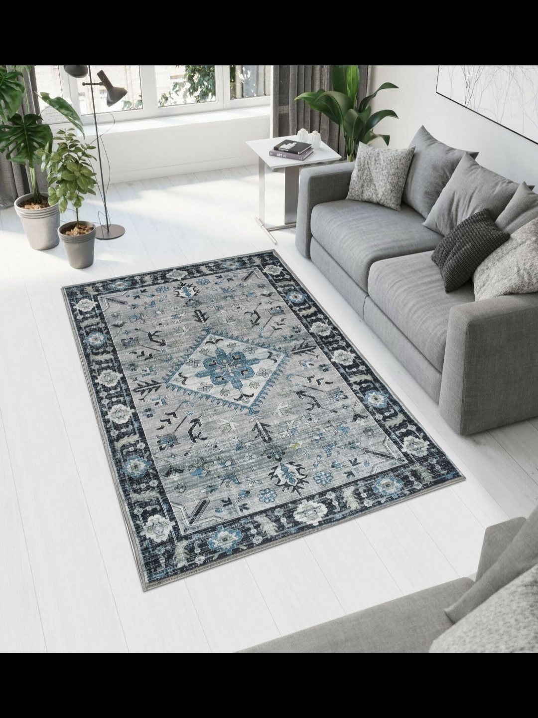 

MAA HOME CONCEPT Grey Ethnic Motifs Anti-Skid Woollen Carpet