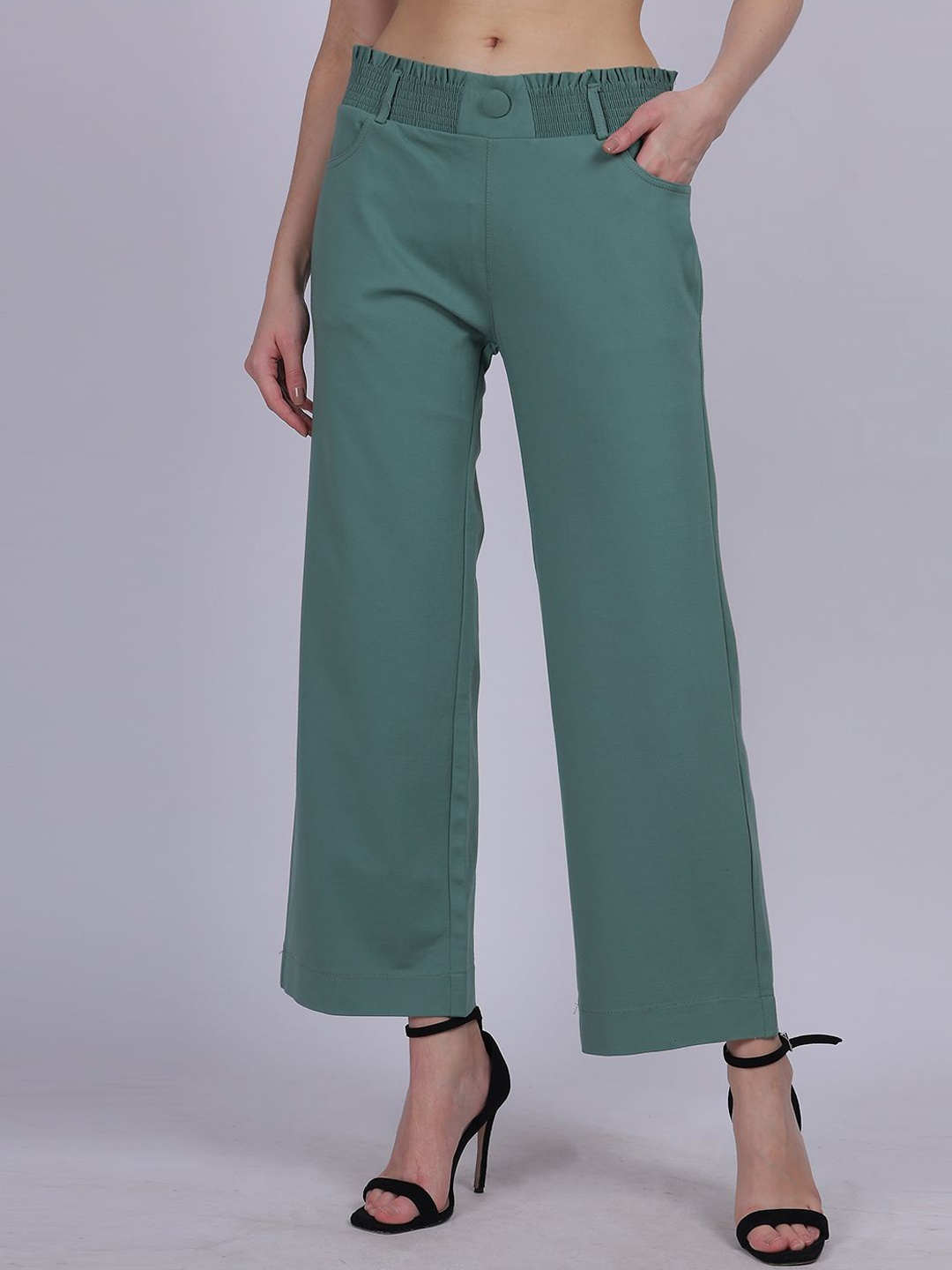 

Aumbe Women Straight Fit Chinos Trousers, Green