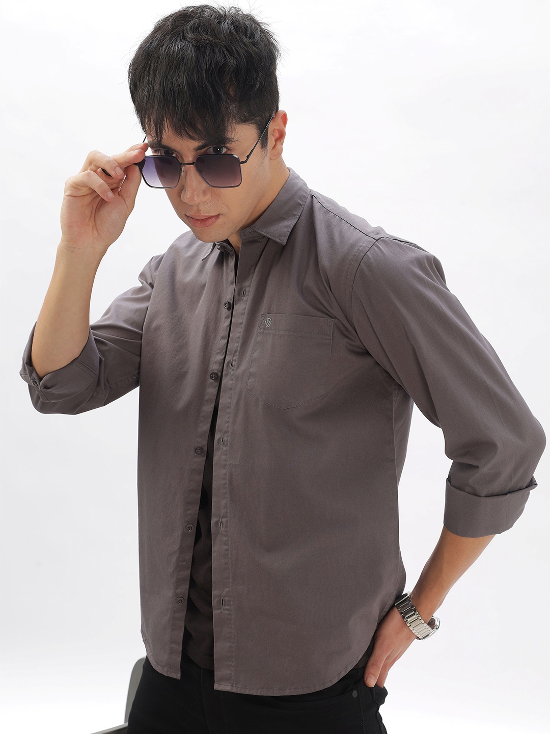 

BS BLUE SQUAD Men Slim Fit Opaque Casual Shirt, Grey