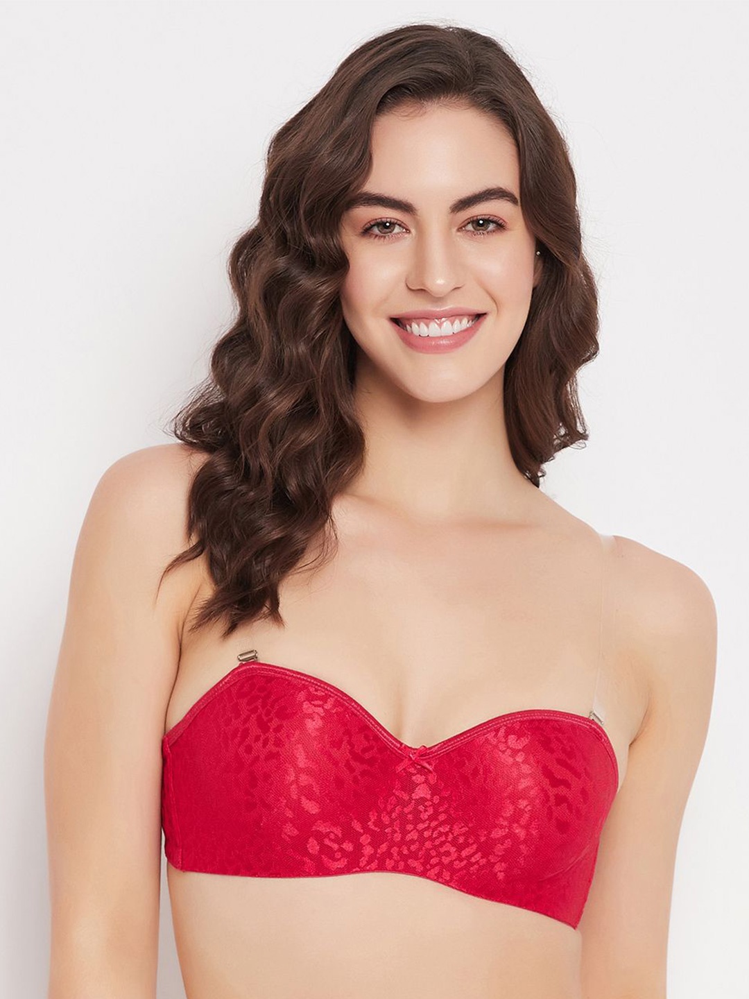 

Clovia Lace Full Coverage Underwired Lightly Padded Balconette Bra, Red