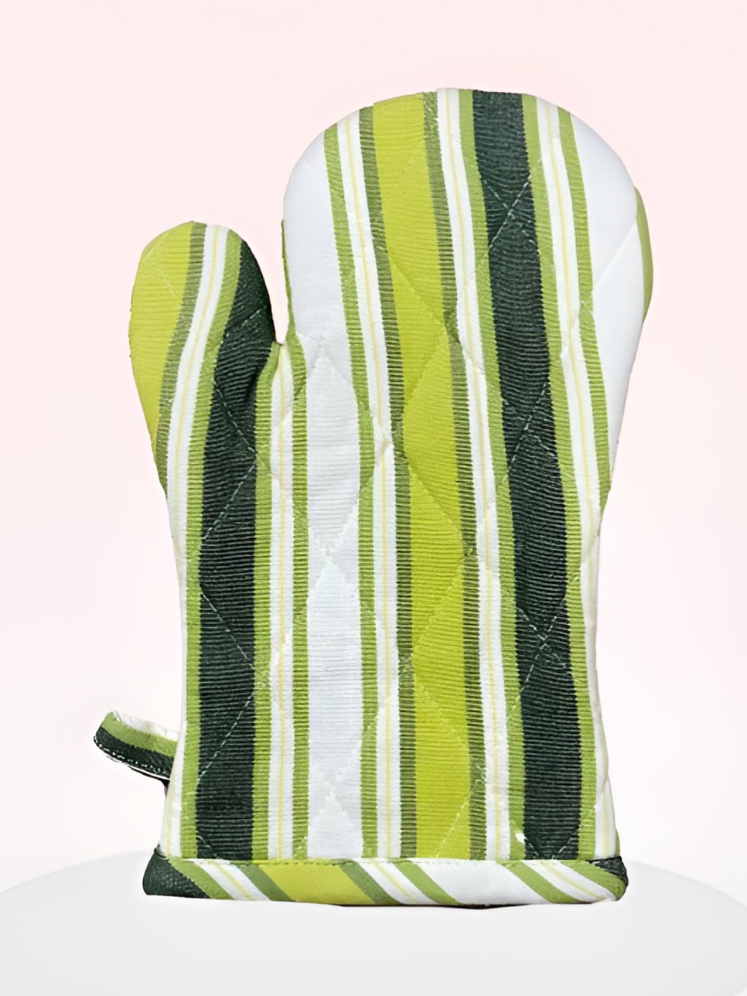 

SAJAVAT Green & White Colourblocked Pure Cotton Oven Glove
