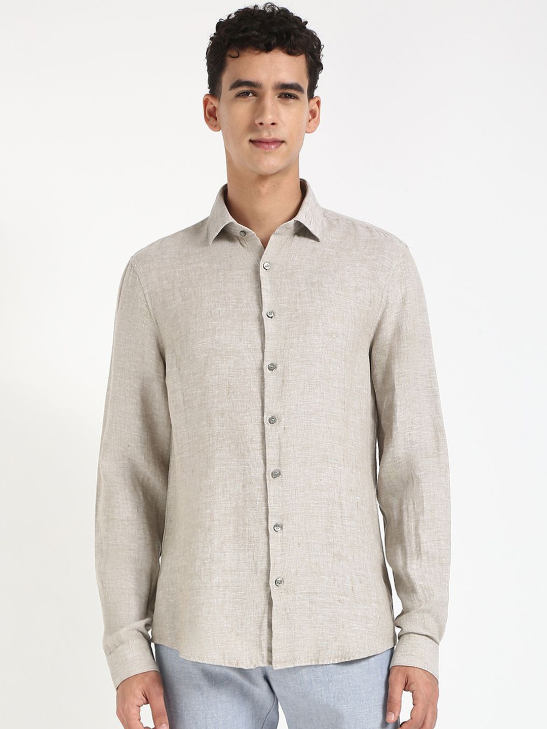 

Calvin Klein Jeans Men Slim Fit Opaque Casual Shirt, Green